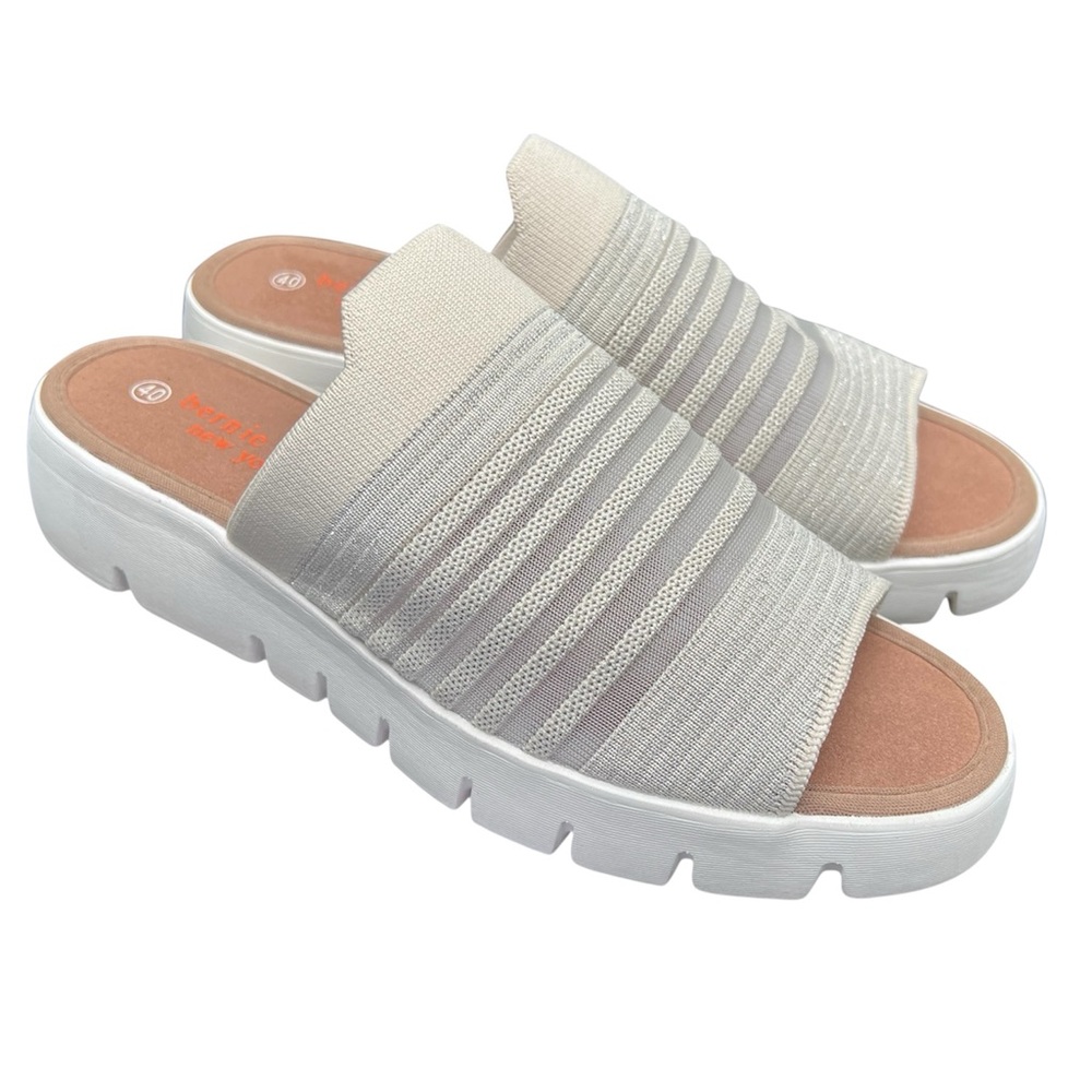 BERNIE MEV FX Iris women's slip on sandal in nude silver/cream NEW Size 9